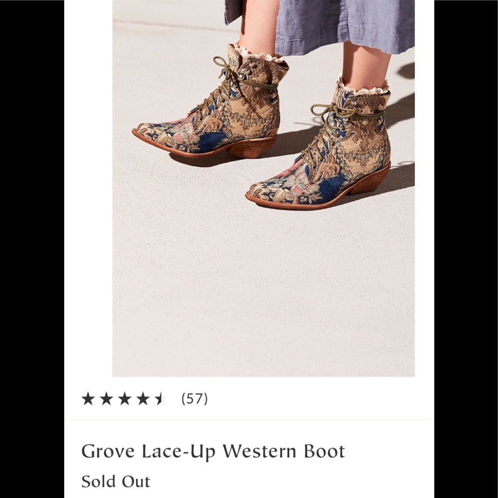 ππStunning! Boho Black brocade ankle boot - Picture 5 of 8